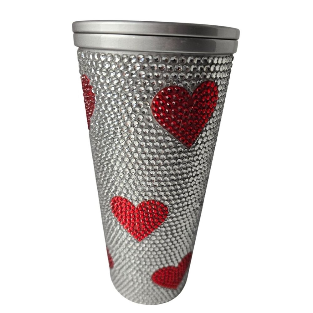 Hydrapeak Classics Journey 25oz Ltd Edition Tumbler Silver Rhinestone Red Hearts